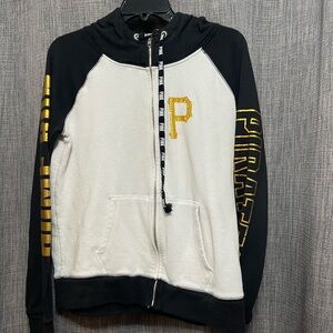 PINK Victoria's Secret Pittsburgh Pirates Black and White Zip-Up Hooide